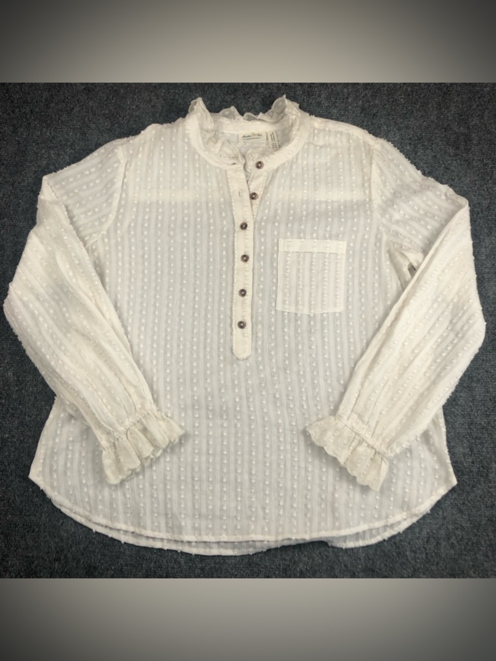 Anthropologie off-White Textured Swiss Dot Top